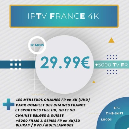 Abonnement IPTV France Extra UHD (4K) 12 Mois | AirySat Tunisie