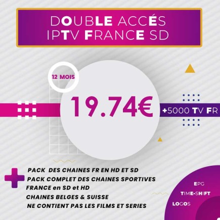 Pack Deux Abonnements IPTV France SD 1 an | AirySat Tunisie