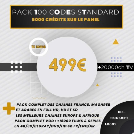 Revendeur IPTV 100 codes 1an | AirySat Tunisie